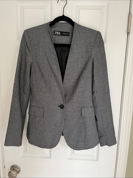 Zara Jackets & Blazers - Zara Collarless Houndstooth Blazet